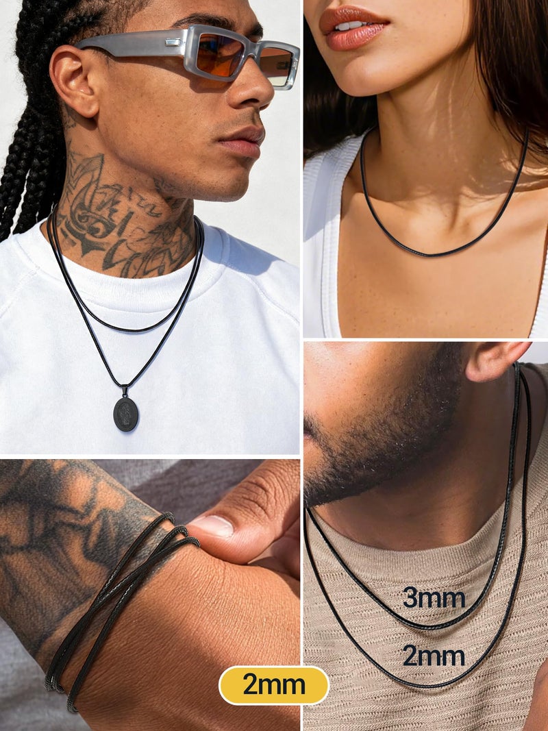 PROSTEEL Black Leather Cord Necklace For Men Necklace Cord Neck Chains Rope Necklaces - Image 3